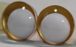 Preview: 1 Paar Sicherheitsaugen trapezoid 16 mm gold metallic weiße Pupille Schielaugen
