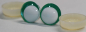 Preview: 1 Paar Sicherheitsaugen trapezoid 16 mm grün metallic weiße Pupille Schielaugen