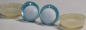 Preview: 1 Paar Sicherheitsaugen trapezoid 16 mm hellblau metallic weiße Pupille Schielaugen
