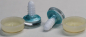 Preview: 1 Paar Sicherheitsaugen trapezoid 16 mm hellblau metallic weiße Pupille Schielaugen