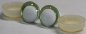 Preview: 1 Paar Sicherheitsaugen trapezoid 16 mm hellgrün metallic weiße Pupille Schielaugen