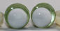 Preview: 1 Paar Sicherheitsaugen trapezoid 16 mm hellgrün metallic weiße Pupille Schielaugen