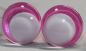 Preview: 1 Paar Sicherheitsaugen trapezoid 14 mm pink metallic weiße Pupille Schielaugen