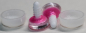 Preview: 1 Paar Sicherheitsaugen trapezoid 14 mm pink metallic weiße Pupille Schielaugen