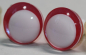 Preview: 1 Paar Sicherheitsaugen trapezoid 16 mm rotblau metallic weiße Pupille Schielaugen