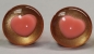 Preview: 1 Paar Sicherheitsaugen trapezoid 25 mm rosegold metallic herzförmige Pupille rosa