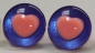 Preview: 1 Paar Sicherheitsaugen trapezoid 25 mm violett metallic herzförmige Pupille rosa