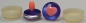 Preview: 1 Paar Sicherheitsaugen trapezoid 25 mm violett metallic herzförmige Pupille rosa