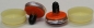 Preview: 1 Paar Sicherheitsaugen trapezoid 25 mm orange herzförmige Pupille schwarz