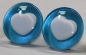 Preview: 1 Paar Sicherheitsaugen trapezoid 25 mm caribic blau metallic herzförmige Pupille weiß