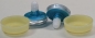 Preview: 1 Paar Sicherheitsaugen trapezoid 25 mm caribic blau metallic herzförmige Pupille weiß