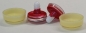 Preview: 1 Paar Sicherheitsaugen trapezoid 25 mm rot metallic herzförmige Pupille weiß