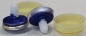 Preview: 1 Paar Sicherheitsaugen trapezoid 25 mm ultramarin blau metallic herzförmige Pupille weiß