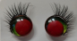 Preview: Sicherheitsaugen goldgrün metallic rote Pupille schielend mit Wimpern trapezoid 14 mm