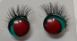 Preview: Sicherheitsaugen saftgrün rote Pupille schielend mit Wimpern trapezoid 14 mm