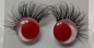 Preview: Sicherheitsaugen weiß rote Pupille schielend mit Wimpern trapezoid 14 mm