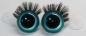 Preview: 1 Paar Sicherheitsaugen 30 mm Türkisgrün metallic mit Wimpern