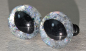 Preview: Sicherheitsaugen Katze Drache Unikat Glitter silber 12 mm