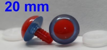 1 Paar Sicherheitsaugen rote Pupille Iris Lightblue metallic