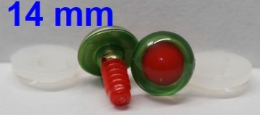 1 Paar Sicherheitsaugen rote Pupille Iris Goldgreen metallic
