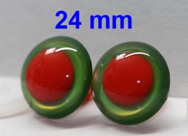 1 Paar Sicherheitsaugen rote Pupille Iris Goldgreen metallic