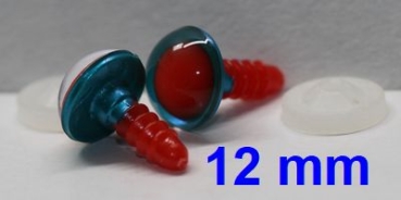 1 Paar Sicherheitsaugen rote Pupille Iris Aquagreen metallic