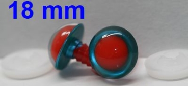 1 Paar Sicherheitsaugen rote Pupille Iris Aquagreen metallic