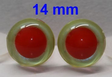 1 Paar Sicherheitsaugen rote Pupille Iris Fluoyellow metallic