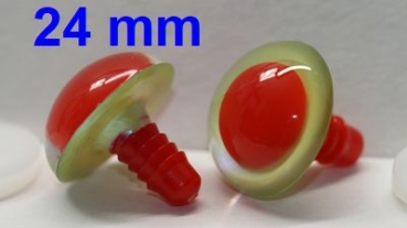 1 Paar Sicherheitsaugen rote Pupille Iris Fluoyellow metallic