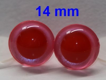 1 Paar Sicherheitsaugen rote Pupille Iris Fluopink metallic