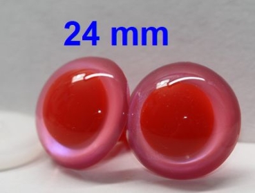1 Paar Sicherheitsaugen rote Pupille Iris Fluopink metallic