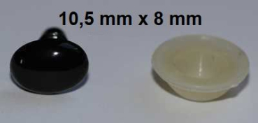 Sicherheitsnase 10,5 mm x 8 mm oval hart schwarz glänzend mit Sicherheitsscheibe