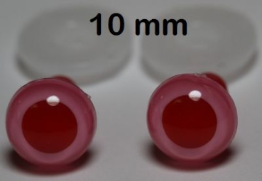 1 Paar Sicherheitsaugen rosa mit roter Pupille