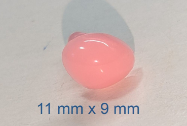 Sicherheitsnase dreieckig hart rosa glänzend mit Sicherheitsscheibe 11 mm