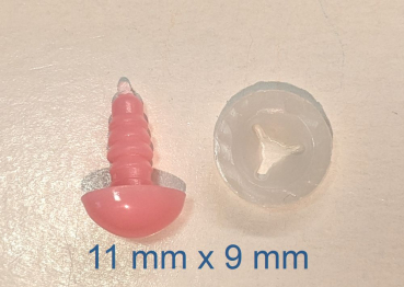 Sicherheitsnase dreieckig hart rosa glänzend mit Sicherheitsscheibe 11 mm 2