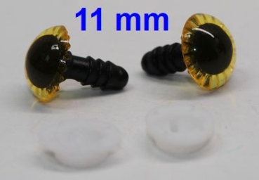 1 Paar Sicherheitsaugen Owl-Cut transparent durchgefärbt gelb