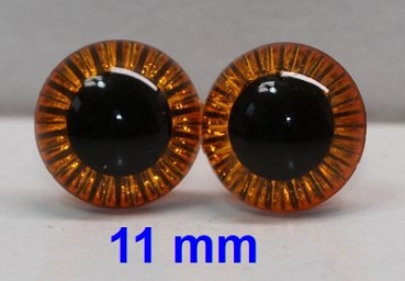 1 Paar Sicherheitsaugen Owl-Cut transparent durchgefärbt orange