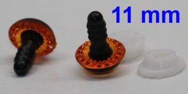 1 Paar Sicherheitsaugen Owl-Cut transparent durchgefärbt orange