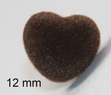 Sicherheitsnase herzförmig beflockt braun mit Sicherheitsscheibe