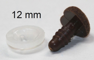 Sicherheitsnase herzförmig beflockt braun mit Sicherheitsscheibe