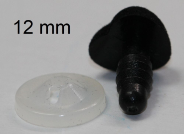 Sicherheitsnase herzförmig beflockt schwarz mit Sicherheitsscheibe