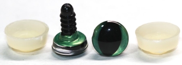 1 Paar Sicherheitsaugen trapezoid grün metallic 12 mm Katze Drache
