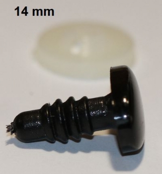 Sicherheitsnase 14 mm x 10 mm oval hart schwarz glänzend mit Sicherheitsscheibe