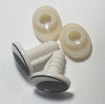 1 Paar 14 mm x 10 mm Sicherheitsaugen Comic weiß schwarz links