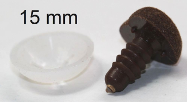 Sicherheitsnase herzförmig beflockt braun mit Sicherheitsscheibe