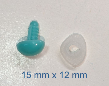 Sicherheitsnase dreieckig hart türkisgrün mit Sicherheitsscheibe 15 mm 2