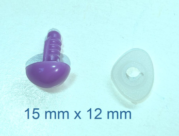 Sicherheitsnase dreieckig hart violett mit Sicherheitsscheibe 15 mm 2