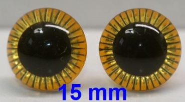 1 Paar Sicherheitsaugen Owl-Cut transparent durchgefärbt gelb