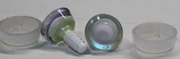 1 Paar Sicherheitsaugen trapezoid gelb blaugrün Prisma Color 16 mm weiße Pupille
