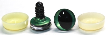 1 Paar Sicherheitsaugen trapezoid grün metallic 16 mm Katze Drache